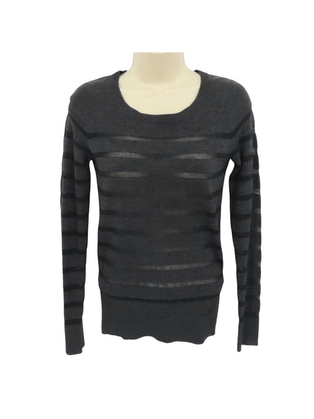 Nike Golf Women Extra Small XS Gray Black Sheer Stripe Long Sleeve Sweater Shirt